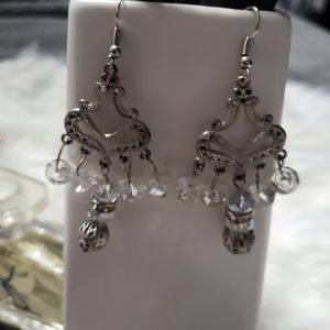 Antique silver & crystal chandelier earrings